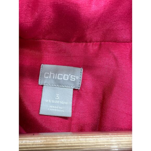 Chico's Jacket Women Size 16/18 Barbie Pink Mid Length Shantung Button Front NWT - Picture 7 of 10
